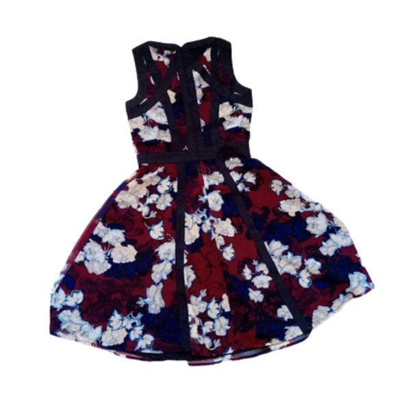 Fit and Flare Blue Red Floral Dress Size 0 - Picture 2 of 4